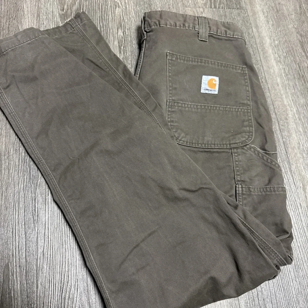 Carhartt Utility Work Pant Men 36x32 Brown Relaxed Fit Canvas Carpenter BN0324-M